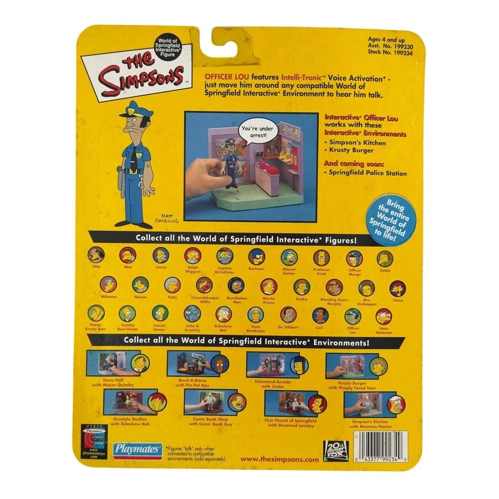 Simpsons Officer Lou Action Figure Series 7 Playmates‎ New Sealed Card Vintage